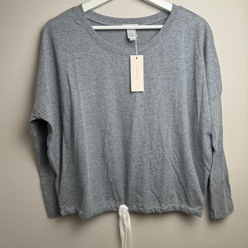 New Eberjey Women's Size XS/S Grey‎ Heather Drawstring Slouchy Tee Loungewear